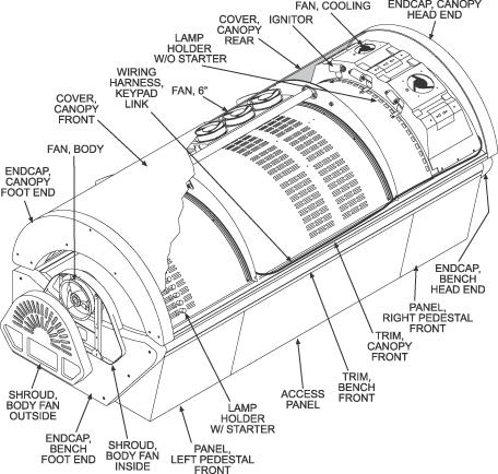 Cutaway view of the 42 VIP tanning bed