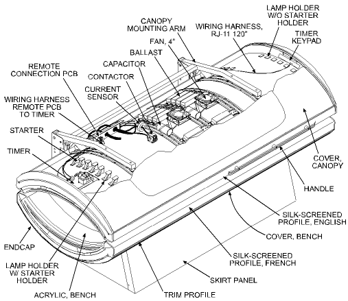 Cutaway view of the Sunvision Elite 32 tanning bed