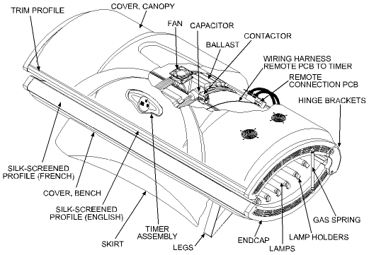 Cutaway view of the Sunvision 24S tanning bed