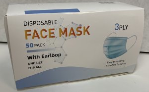 3 Ply Face Masks with Earloop - 50 pack