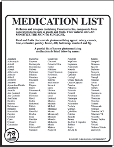 Tanning Salon Sign UV Adverse Medication List