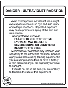 Tanning salon sign UV exposure